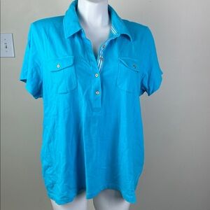 Lands End Polo Shirt Bright Blue